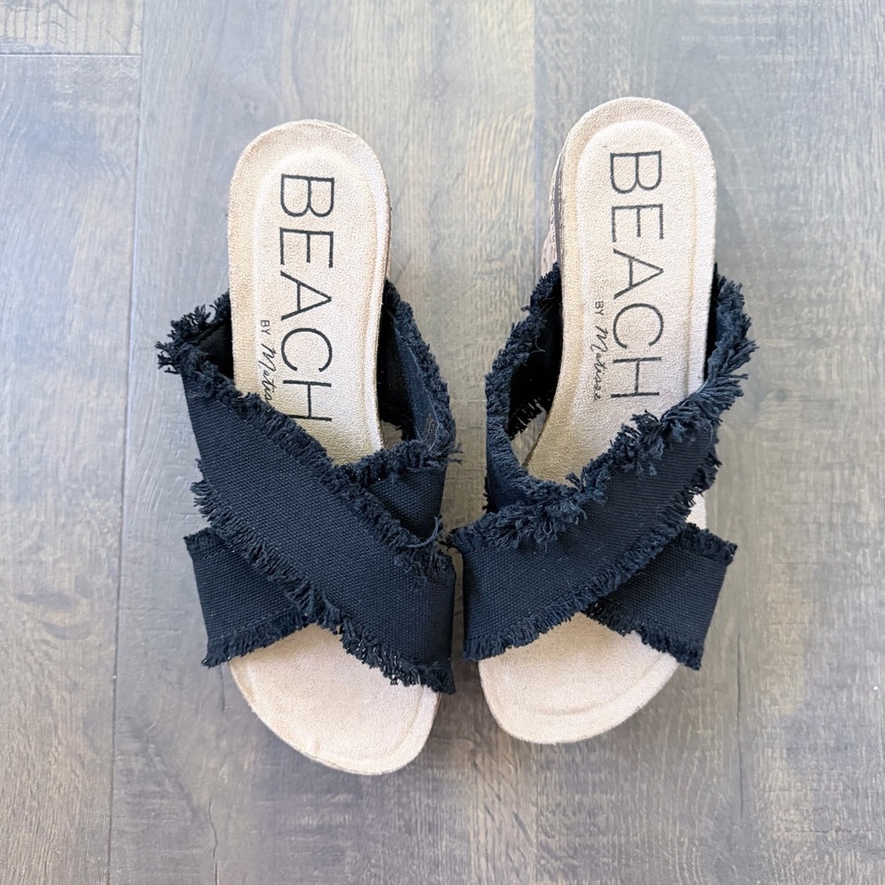 NIB Beach by Matisse Sea Salt Black Wedge Sandals | Size: 8 - Picture 6 of 7